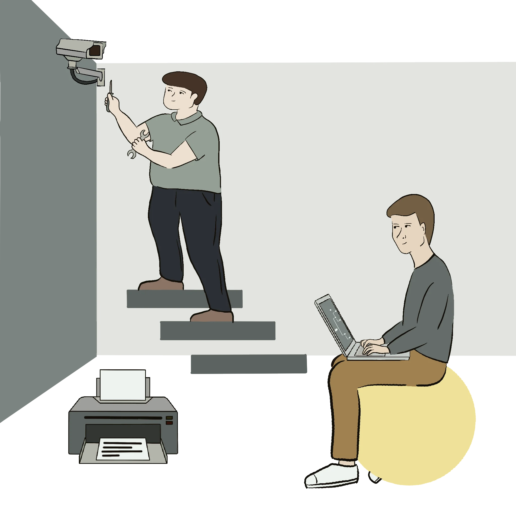 An image of Walker & Munns setting up a new office.
